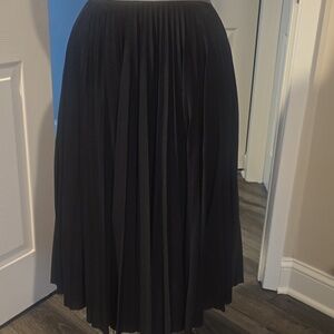 Theory Black A-Line Pleated Skirt